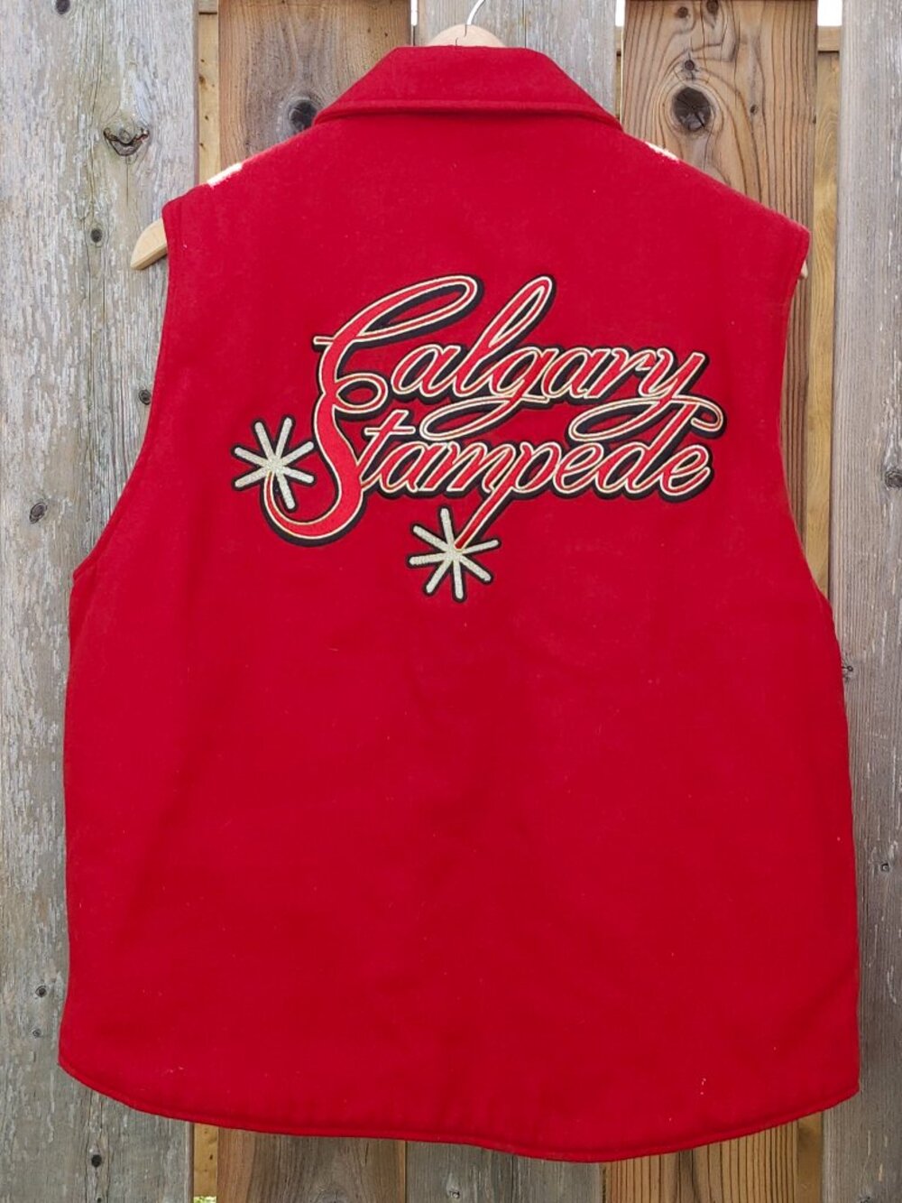 Wrangler Twenty X Calgary Stampede Rodeo Red Wool Lined Vest Medium EMBROIDERED